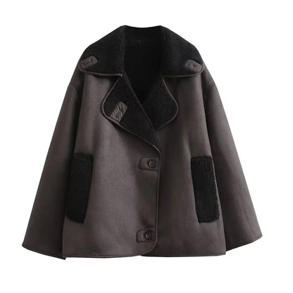 Faux Fur Thick Lapel Coat - Prestige & Style